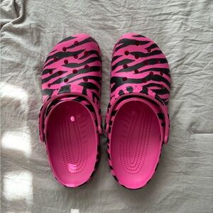 Hot Pink Zebra Striped Crocs